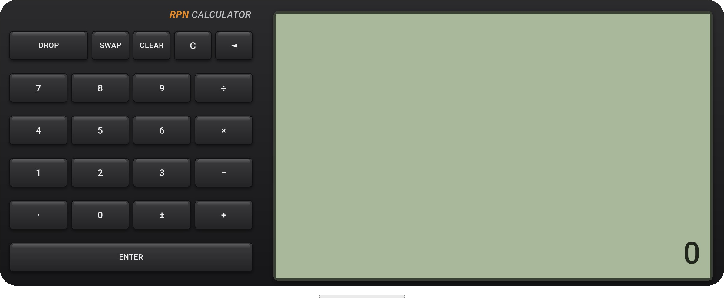 RPN Calculator screenshot (landscape)